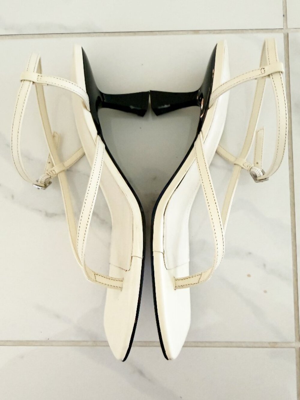 Marc Fisher LTD Calinda Beige Nude Leather Square Toe Kitten Heel Sandal 8.5M - Picture 4 of 11